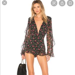 Majorelle Black Floral Devon Romper